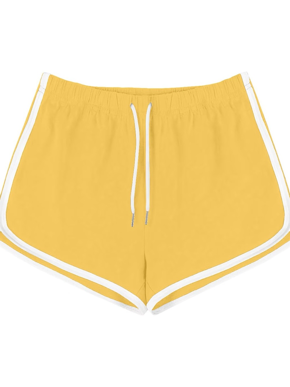 Divided Yellow Athletic Shorts with White Piping